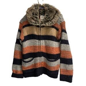 Sparrow Size Small S Anthropologie Striped Wool Zip Up Cardigan Sweater
